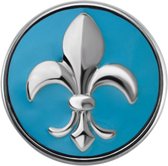 Quiges - Dames Click Button Drukknoop 18mm Fleur de Lis Symbool Blauw - EBCM202