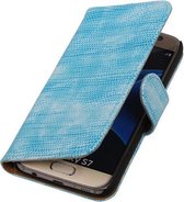 Turquoise Mini Slang Booktype Samsung Galaxy S7 Wallet Cover Hoesje