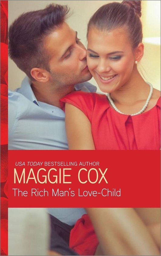 Een man kust een lachende vrouw op haar wang. De titel is 'The Rich Man's Love-Child' door Maggie Cox.