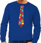 Foute kersttrui / sweater stropdas met kerstballen print blauw voor heren M (50)