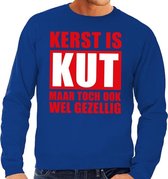 Foute Kersttrui Kerst is kut maar toch ook wel gezellig blauw voor heren 2XL (56)