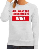 Foute kersttrui / sweater All I Want For Christmas Is Wine grijs voor dames - Kersttruien XS (34)