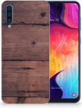 Geschikt voor Samsung Galaxy A50 TPU Hoesje Old Wood