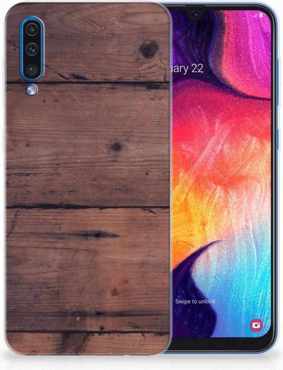 Samsung Galaxy A50 Bumper Hoesje Old Wood