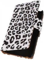 Luipaard Bookstyle Hoes voor Galaxy S Advance i9070 Wit