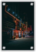 Tuinposter Chinese Straat in de Avond 40x60cm- Foto op Tuinposter (wanddecoratie voor buiten en binnen)