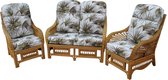 Garden Market Place Portofino Rieten serre meubels - set van  2 stoelen en een bank - Creme met palm design