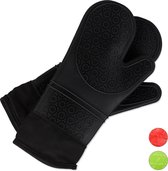 Relaxdays ovenwanten siliconen - antislip - ovenhandschoenen - bbq handschoenen - zwart