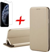 iPhone 11 Pro Max Hoesje + Screenprotector Case Friendly - Book Case Flip Wallet - iCall - Goud