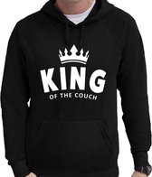 King of the couch fun tekst bankhanger hoodie voor heren zwart XL