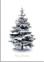 DesignClaud Kerstposter Merry Christmas Kerstboom - Goudfolie A3 + Fotolijst wit