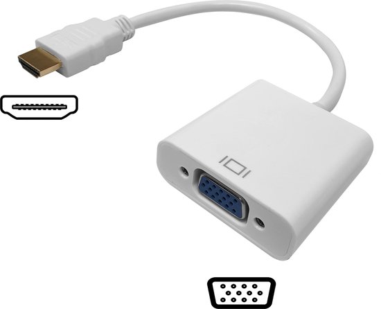Zonsverduistering accu procedure XIB HDMI naar VGA adapter / kabel voor pc/laptop/beamer / 1080p HD - Wit |  bol.com