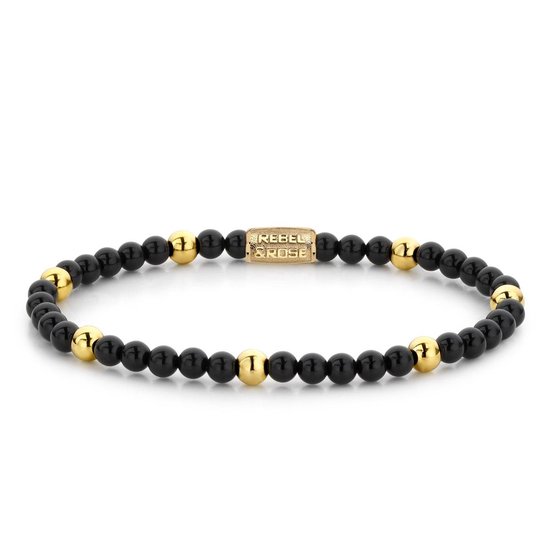 Rebel & Rose More Balls Than Most Black Panther - 4mm - yellow gold plated RR-40043-G-16,5 cm