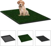 vidaXL - Huisdierentoilet - met - bak - en - kunstgras - 64x51x3 - cm - groen