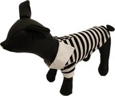 Polo shirt voor de hond in de kleur zwart / wit gestreept - XXL ( rug lengte 36 cm, borst omvang 52 cm, nek omvang 36 cm )