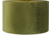 Lampenkap Cilinder - 35x35x22cm - San Remo olijf velours - gouden binnenkant