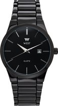 West Watch basic heren horloge staal met datum - Model Milan - analoog - Ø 40 mm - Zwart