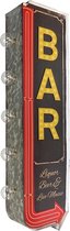 Signs-USA - Light up! Dubbelzijdig BAR vintage marquee uithangbord met bulb lampen - 22 x 8 x 65 cm