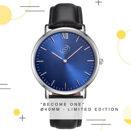 GoodvibeZ® |  "Become One" | Vintage Classic Luxury Heren Horloge | Ø 40 mm | Limited Edition | Blue/Black
