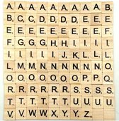 Houten letters - 100 houten blokjes met hoofdletters en cijfers - 1,8cmx2cmx0,5cm (LxBxH)