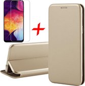 Samsung Galaxy A30s Hoesje + Screenprotector Case Friendly - Book Case Flip Wallet - iCall - Goud
