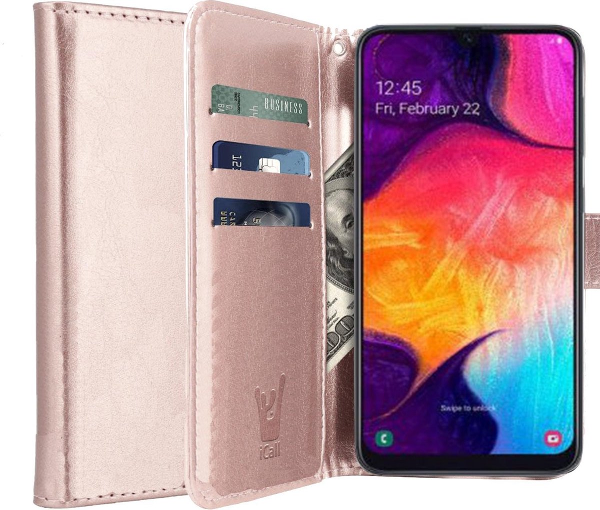 Hoesje geschikt voor Samsung Galaxy A30s - Book Case Kunstleer Pasjeshouder Rosegoud