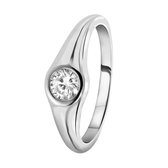 Lucardi Dames Ring met zirkonia - Ring - Cadeau - Echt Zilver - Zilverkleurig