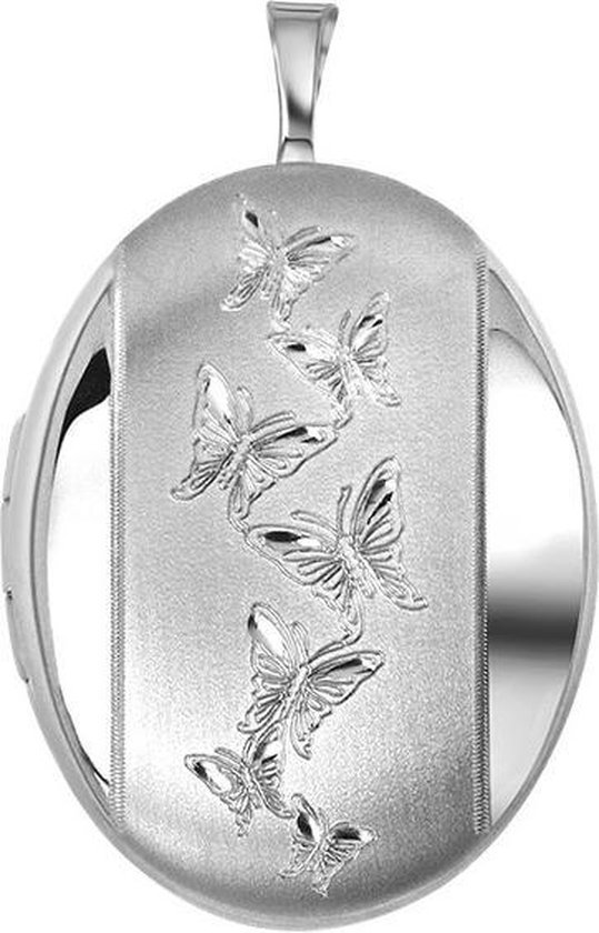Lucardi Dames Zilveren hanger medaillon ovaal - Hanger - 925 Zilver - Zilverkleurig