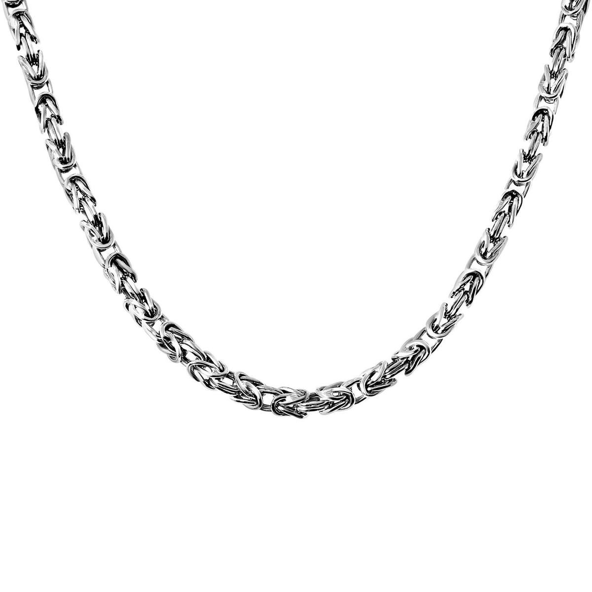 Lucardi Heren Ketting koningsschakel - Echt Zilver - Ketting - Vaderdag Cadeautje - 50 cm - Zilverkleurig