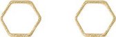 24/7 Jewelry Collection Zeshoek Oorbellen - Hexagoon - Open - Oorknopjes - Geborsteld - Minimalistisch - Goud