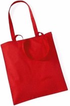 30x Katoenen schoudertasjes rood 42 x 38 cm - 10 liter - Shopper/boodschappen tas - Tote bag - Draagtas
