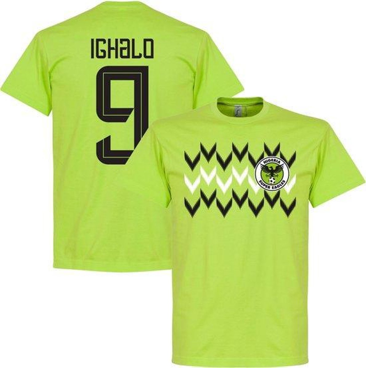 Nigeria Pattern Ighalo 9 Team T-Shirt - Lichtgroen - S