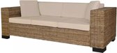 Bankstel 3-zits Rattan met Kussens (Incl FLEECE deken) - Loungebank - Woonkamer bank - Tuinset - Loungeset