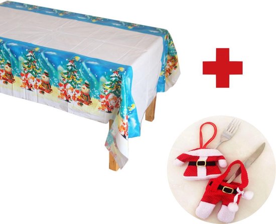 Kerst Tafelzeil inclusief Kerst decoratieset voor bestek- Kerst tafelkleed  - Plastic... | bol.com