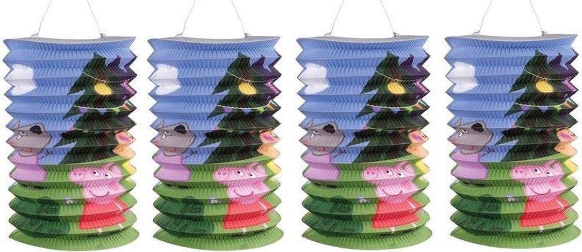 4x Peppa Pig thema treklampionnen 25 cm - thema feest lampion/lantaarn voor kinderfeestje/verjaardag - Peppa Pig