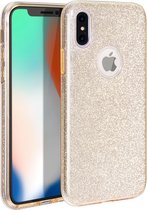 iPhone X / XS Hoesje Glitters Siliconen TPU Case Goud - BlingBling Cover