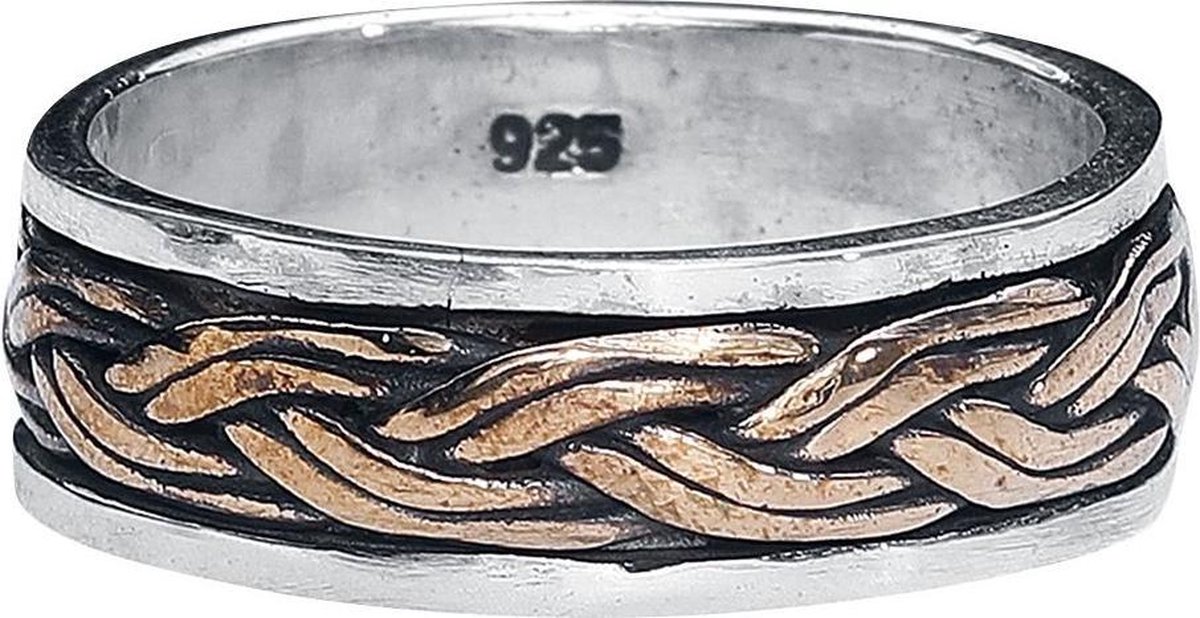 Keltische knoop 925 zilveren ring met brons maat 59 (R156.59)