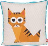 JIP Geo Forrest Tijger - Sierkussen - 30x30 cm - Blauw/Wit
