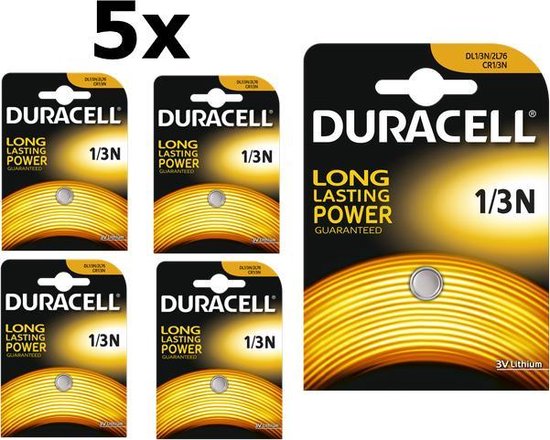5 Stuks Duracell CR1/3 / 1/3N / 2L76 / DL1/3N / CR11108 / 2LR76 3V lithium  knoopcel... | bol.com