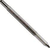 6 in 1 multipen – multifunctionele pen – multitool – schroevendraaier – waterpas – stylus – liniaal – zilver