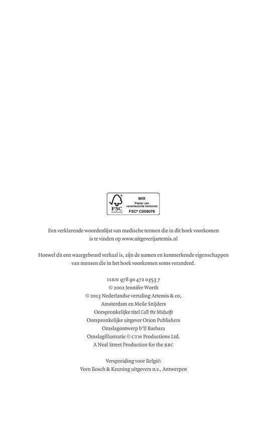 Achterpagina van een boek met informatie over de auteur, uitgever en website.