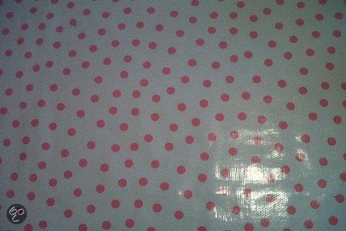 Atelier Du Baj Polka Pink/ White Mexicaans Tafelzeil - 250 x 120 cm