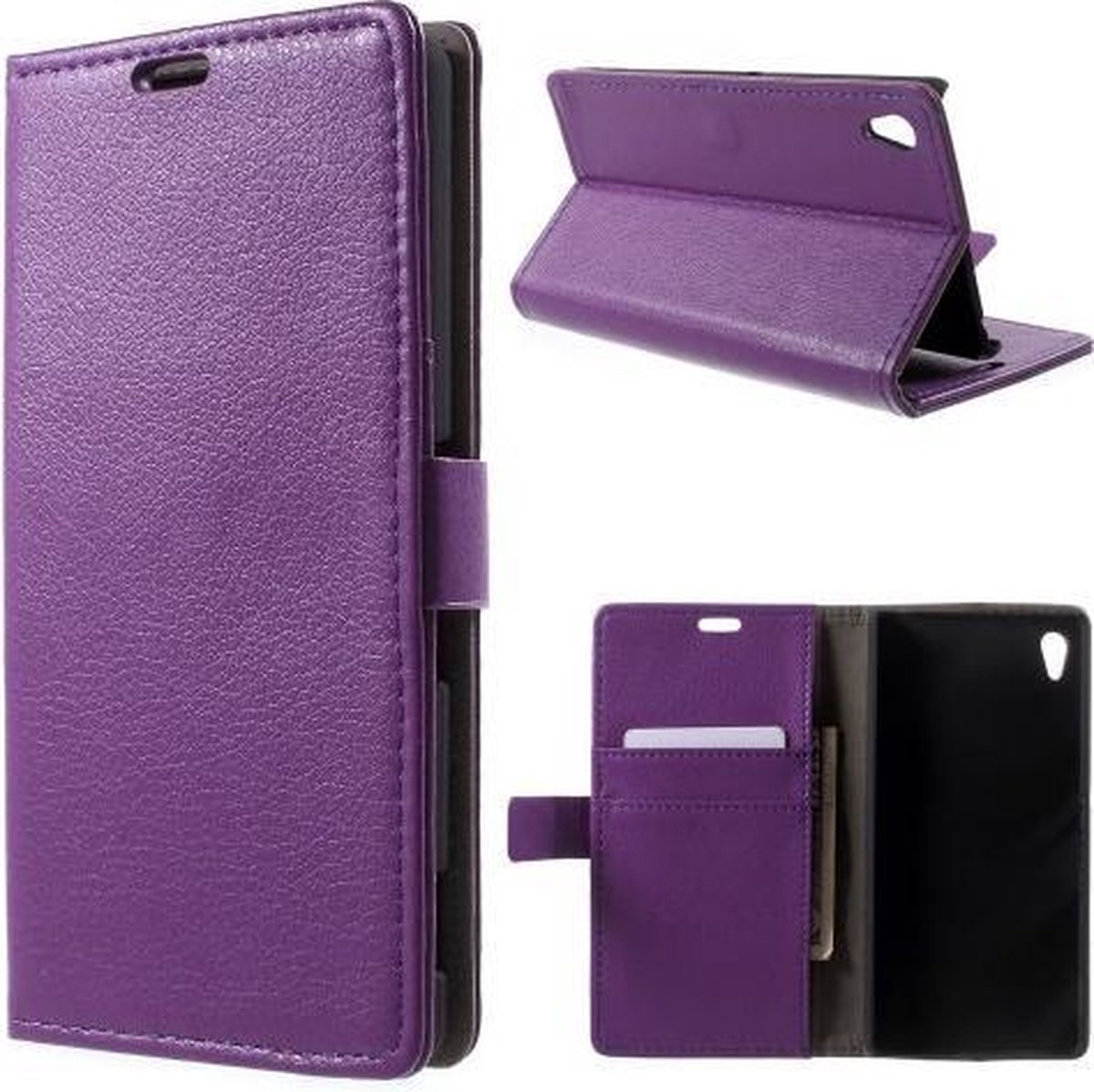 Litchi wallet hoesje Sony Xperia Z4 paars