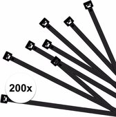 200x Kabelbinders zwart 150 x 3,5 mm - tiewraps