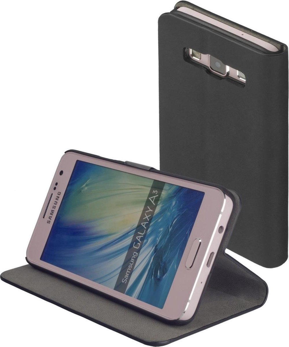 Zwart slim booktype voor de Samsung Galaxy A3