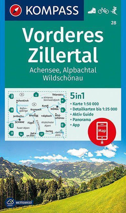 Vorderes Zillertal, Achensee, Alpbachtal, Wildschönau  1:50 000 - Kompass