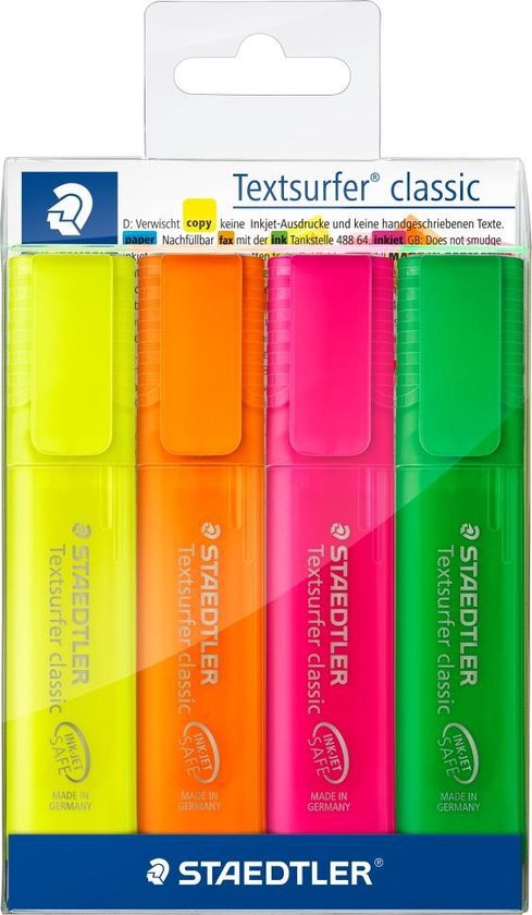 STAEDTLER Textsurfer classic tekstmarker – set 4 rainbow