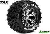 "Louise RC - MT-CYCLONE - 1-10 Monster Truck Banden Set - Verlijmd op velg - Soft - 2.8"" Velgen Chroom - 0-Offset - 2.8"" Velgen Chroom - 0-Offset - EP STAMPEDE 2WD Achter - EP RUSTLER 2WD A