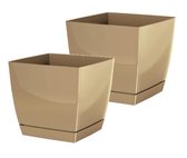 Bloempot Vierkant Dukp 16x16x14,2cm MOKKA Prosperplast / 2 STUKS ! /