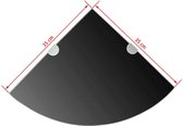 Hoekschap met chromen dragers zwart 35x35 cm glas (incl. vloerviltjes)